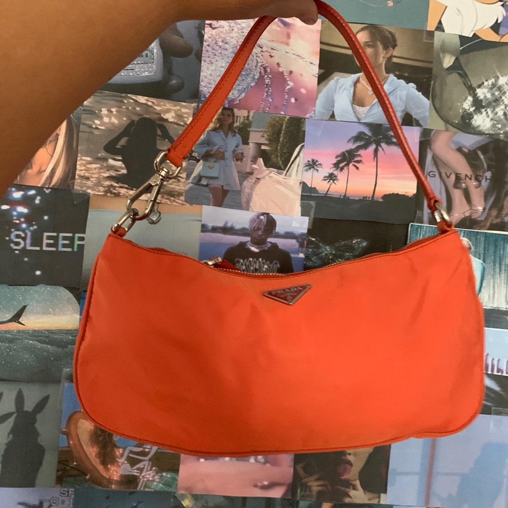 orange authentic prada shoulder bag